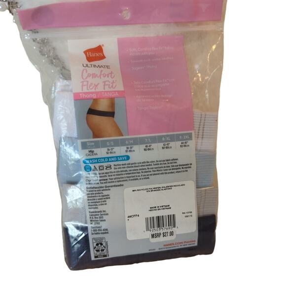 Hanes Comfort Flex Fit Tagless Thongs, 4-pack, NWT, 9/2XL - Picture 2 of 2